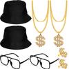 Gejoy 8 Pack Hip Hop Costume Kit 80s 90s Rapper Accessories for Men Women Sunglass Hat Chain Ring Mardi Gras Carnival Decor view 1