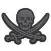 Blackout Calico Jack Skull Pirate Jolly Roger Morale Tactical ISAF PVC Rubber 3D Fastener Patch view 1