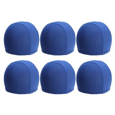 6pcs Stretchable Polyester Swim Caps for Adults Unisex Swimming Hats Solid Color Comfortable Fit for Pool and Shower