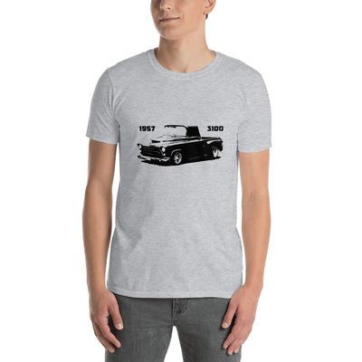 JG Infinite 1957 Chevy 3100 Pickup Truck Graphic T-Shirt | Car Enthusiast Gift Sport Grey