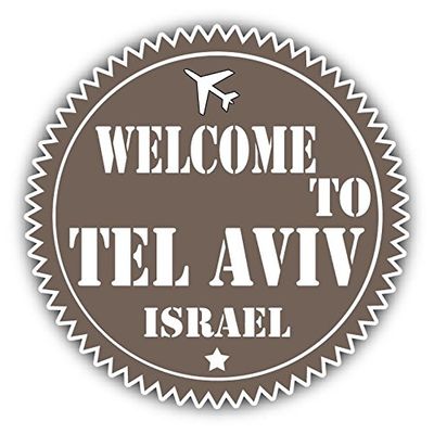 Zirni Welcome to Tel Aviv Israel Travel Rubber Stamp Sticker Decal Design