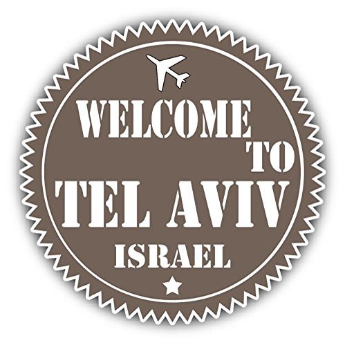 Zirni Welcome to Tel Aviv Israel Travel Rubber Stamp Sticker Decal Design