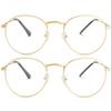 Kursan Classic Round Clear Lens Glasses for Women Men Circle Metal Frame Non-Prescription Eyeglasses (Gold+Gold) view 1