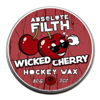 Absolute Filth - Wicked Cherry Scented Hockey Wax (Medium Tack) - Premium Performance for Maximum Grip & Blade Protection - Waterproof Your Stick Tape - 3oz Puck- Ice & Street US Made