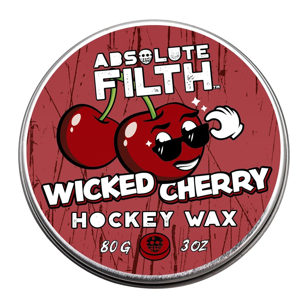 Absolute Filth - Wicked Cherry Scented Hockey Wax (Medium Tack) - Premium Performance for Maximum Grip & Blade Protection - Waterproof Your Stick Tape - 3oz Puck- Ice & Street US Made