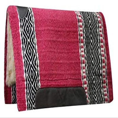 Showman 36" x 34" 100% Wool Top Cutter Style Saddle Pad (Pink/Black)