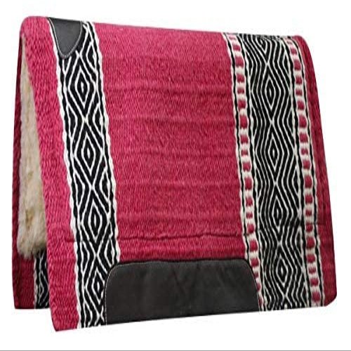 Showman 36" x 34" 100% Wool Top Cutter Style Saddle Pad (Pink/Black)