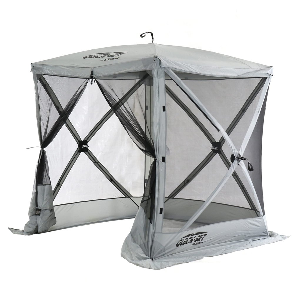 CLAM Pop Up Screen Tent, Outdoor Camping Gazebo Canopy, Traveler, 6' x 6', Gray