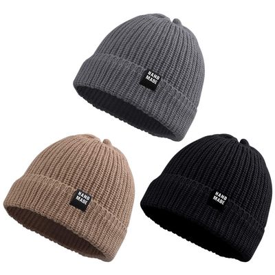 JANGANNSA Simple Knitted Baby Beanie Hip-Hop Boys Winter Hat Toddler Kids Bonnet for Girls 0-5Y (Black+Khaki+Gray, M)