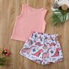 1-5T Toddler Baby Girl Dinosaur Outfits Set Letter Pink Tank Tee Tops+Dinosaur Short Pants Clothes Set (Pink, 1-2 Year) view 2