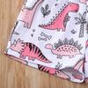 1-5T Toddler Baby Girl Dinosaur Outfits Set Letter Pink Tank Tee Tops+Dinosaur Short Pants Clothes Set (Pink, 1-2 Year) view 4