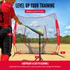 Hit Run Steal 7x7 Practice Net for Baseball & Softball with Carry Case, Red - Quick-Setup Portable Training for Hitting & Pitching, Stable Bow Frame, Large Catch Sock view 3
