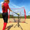 Hit Run Steal 7x7 Practice Net for Baseball & Softball with Carry Case, Red - Quick-Setup Portable Training for Hitting & Pitching, Stable Bow Frame, Large Catch Sock view 4