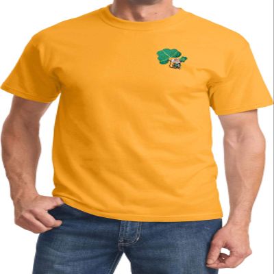 St Patricks Day Lucky Irish Mouse Pocket Print Shirt, Gold Small