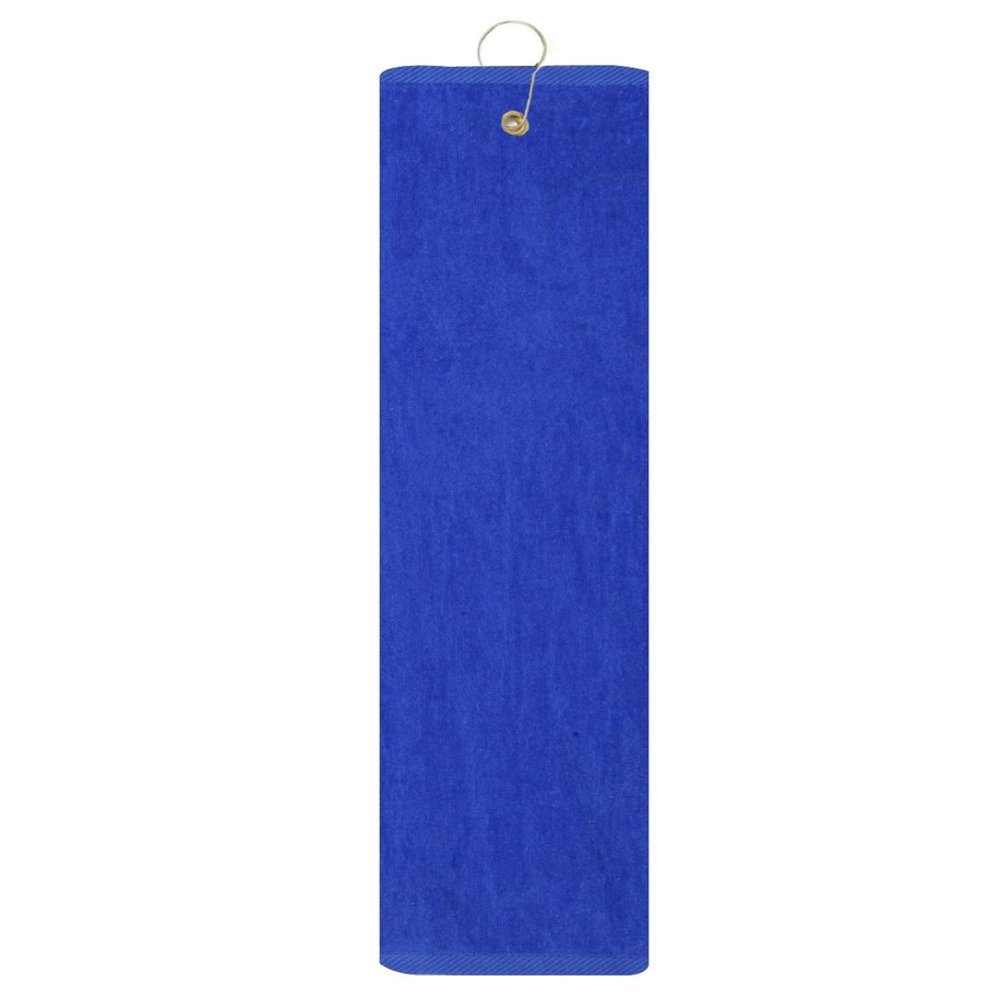 Royal Blue 100% Cotton Golf Towel Tri-Fold with Grommet & Hook for Golf Bag 15" x 18\