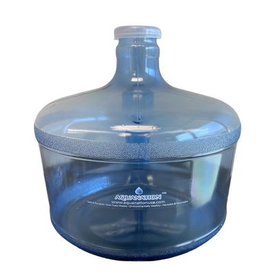 AquaNation 3 Gallon Reusable Food Grade Safe 55mm Snap On Crown Top Plastic Water Bottle Jug Gallon Container Canteen - (Made in USA)