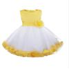 Aislor Kids Girls 3D Flower Waist Petals Tulle Hem Flower Girl Dress Wedding Princess Birthday Party Knee Length Gowns Yellow 4T view 2