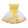 Aislor Kids Girls 3D Flower Waist Petals Tulle Hem Flower Girl Dress Wedding Princess Birthday Party Knee Length Gowns Yellow 4T view 3