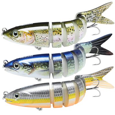 TRUSCEND Fishing Lures for Bass, Multi Jointed Segmented Swimbaits, Slow Sinking Swim Baits Bass Lures Freshwater Swimming Lure for Crappie Trout Walleye Pike, Saltwater Fishing Gear Lure Kit