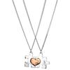 LUX ACCESSORIES Silver Tone Puzzle Pieces Set of 2 Broken Heart Pieces Pendant Chain Necklace view 1