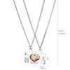 LUX ACCESSORIES Silver Tone Puzzle Pieces Set of 2 Broken Heart Pieces Pendant Chain Necklace view 3
