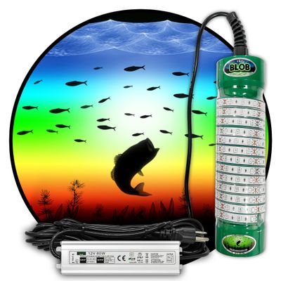 Green Blob Outdoors New Multi-Color LED Underwater Fishing and Pool Light (Includes Red, Green, Blue, Yellow, White, Orange, Purple, 17 Modes) w 30ft Cord and 3 Prong Plug (7,500, Multi-Color w/Timer)