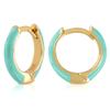 14K Gold Plated Sterling Silver Enamel Color Huggie Hoop Earrings for Women  Fancy Green Enamel view 1