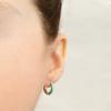 14K Gold Plated Sterling Silver Enamel Color Huggie Hoop Earrings for Women  Fancy Green Enamel view 3