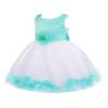 Aislor Kids Girls 3D Flower Waist Petals Tulle Hem Flower Girl Dress Wedding Princess Birthday Party Knee Length Gowns Turquoise 5T view 1