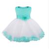 Aislor Kids Girls 3D Flower Waist Petals Tulle Hem Flower Girl Dress Wedding Princess Birthday Party Knee Length Gowns Turquoise 5T view 2