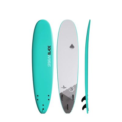 StormBlade 8ft Surfboard // Foam Wax Free Soft Top Longboard for Adults and Kids