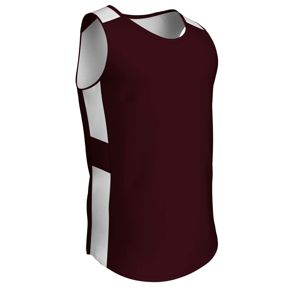 Champro Women's Standard Crossover Reversible Basketball Jersey, Maroon, White, Medium