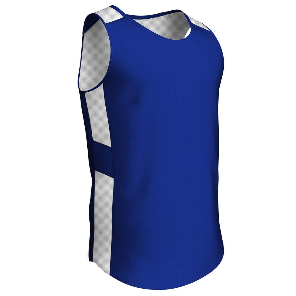 Champro Men's Standard Crossover Reversible Basketball Jersey, Royal, White, Large