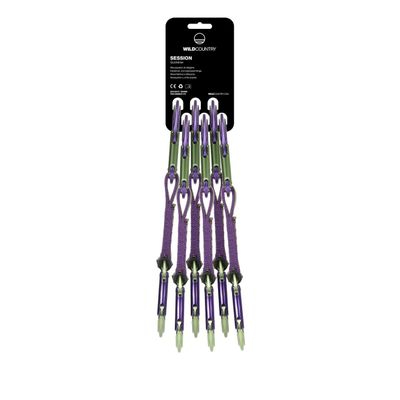 Wild Country Session Rock Climbing Quickdraw - Durable Quickdraw with Lightweight Aluminum Carabiners - Purple/Green - 6 x 12 cm