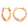 14K Gold Plated Sterling Silver Enamel Color Huggie Hoop Earrings for Women  Fancy Pink Enamel view 1