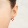 14K Gold Plated Sterling Silver Enamel Color Huggie Hoop Earrings for Women  Fancy Pink Enamel view 3