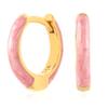 14K Gold Plated Sterling Silver Enamel Color Huggie Hoop Earrings for Women  Fancy Pink Enamel view 4