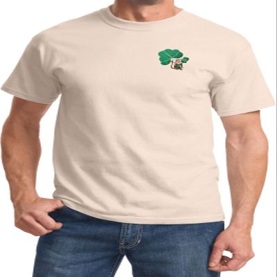 St Patricks Day Lucky Irish Mouse Pocket Print Shirt, Natural XL