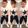 Toddler Kids Baby Boys Summer Clothes Short Sleeve Star Print T-Shirt Top Cropped Harem Pants Outfit Set (White,4-5T) view 2