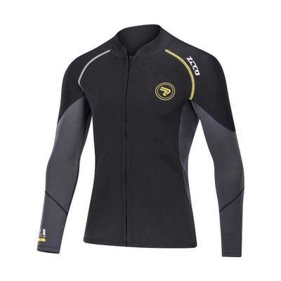 Wetsuit Top Men's 1.5mm Neoprene Wetsuits Jacket,Front Zipper Long Sleeves Diving Suit for Scuba,Snorkeling,Diving Swimming,Surfing (Black, XXXX-Large)