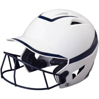 CHAMPRO womens Rise Pro Fastpitch HX Softball Batting Helmet with Facemask, White, Navy, Medium US