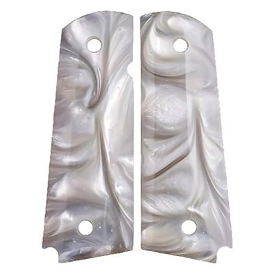 1911 Grips for Kimber, Colt, Rock Island, Springfield, Taurus, High Polished Synthetic Pearl, Full Size + Gold Screws Included