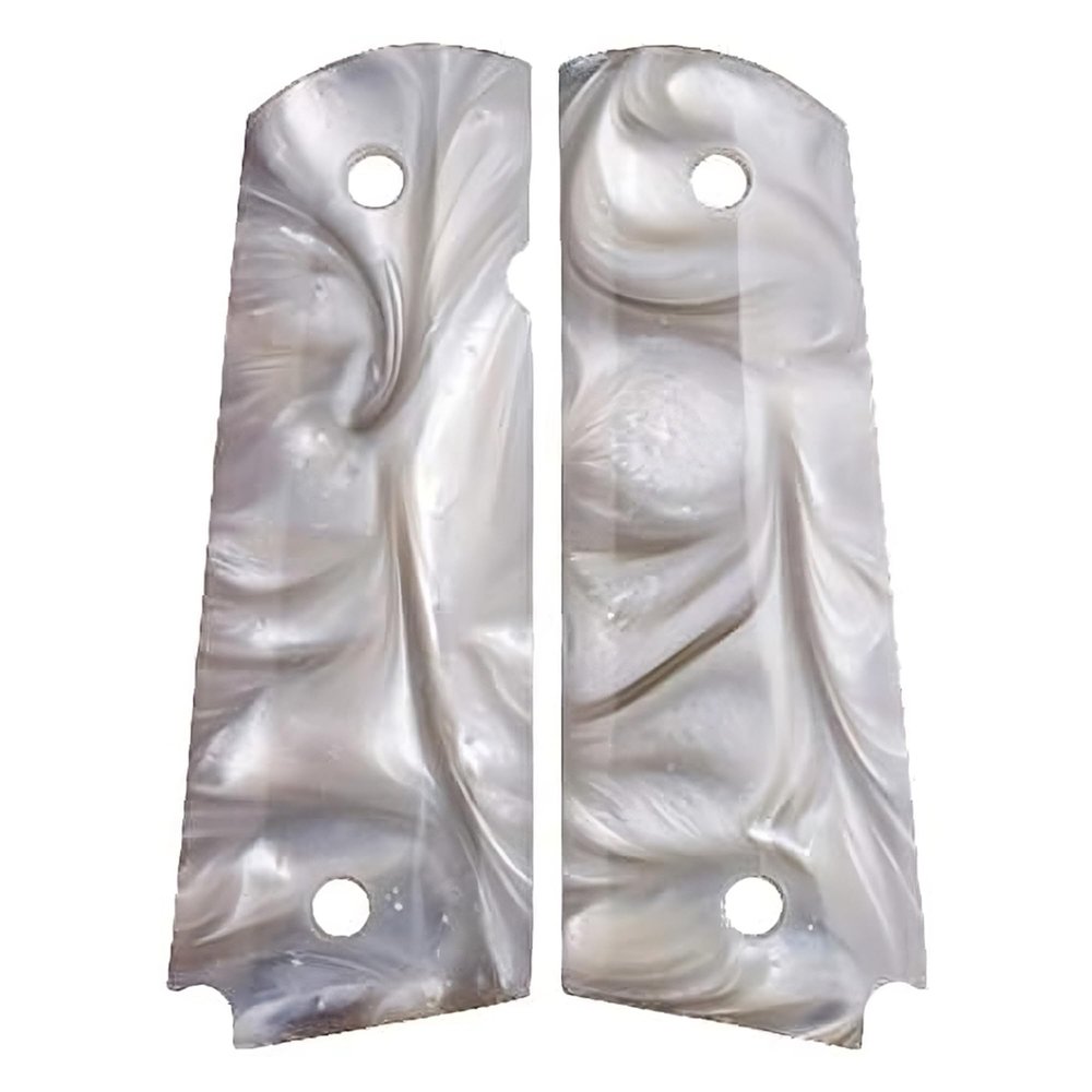 1911 Grips for Kimber, Colt, Rock Island, Springfield, Taurus, High Polished Synthetic Pearl, Full Size + Gold Screws Included
