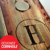 Skip's Garage Custom Burned Wood Monogram Cornhole Set - Letter O + Corn Filled Bags - Include Hole Lights view 2