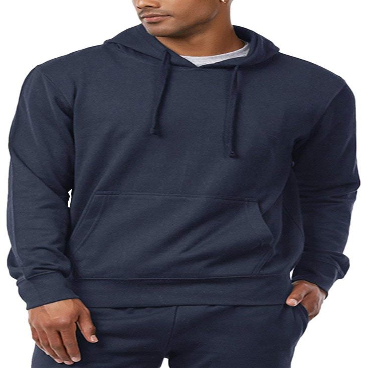 ToBeInStyle Men's Lightweight Fleece Athletic Pullover Hoodie - Navy - L
