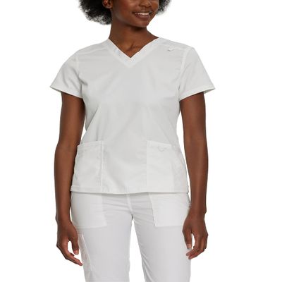 Landau Proflex Tailored Fit Comfort Stretch 3-Pocket Scrub Top for Women 4160 White XXL