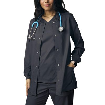Landau Proflex Endure Women's Tailored Fit 3-Pocket Snap-Front Jacket 2-Way Stretch and Knit Cuffs 3038 Graphite