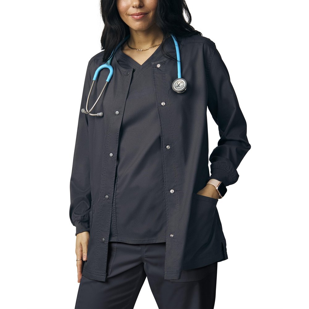 Landau Proflex Endure Women's Tailored Fit 3-Pocket Snap-Front Jacket 2-Way Stretch and Knit Cuffs 3038 Graphite