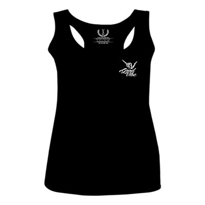 0153. Good Vibe Society Bones Hand Shaka Cool Vintage Graphic Women's Tank Top Racerback (Black, X Small)