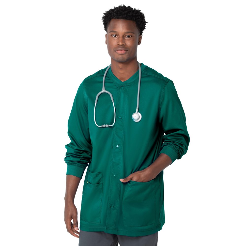 Landau Proflex Tailored Fit Stretch 3-Pocket Warm-Up Scrub Jacket for Men 3170 Hunter 5XL